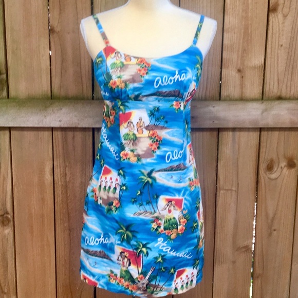 naniloa Dresses & Skirts - Naniloa Hawaiian Aloha Blue Dress EUC